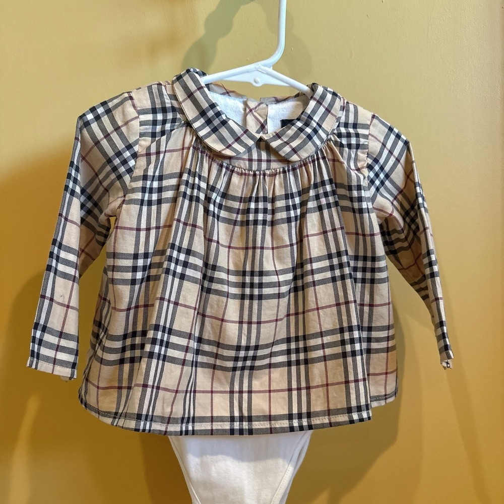 Burberry Baby Beige and Black Checkered Top size 9 months